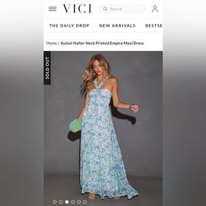 VICI Aulani Halter Neck Printed Empire Maci Dress in Medium
